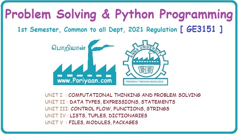 ge3151 problem solving and python programming notes pdf