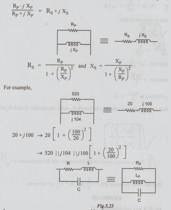 Series-parallel and parallel series conversion - Resonance circuits
