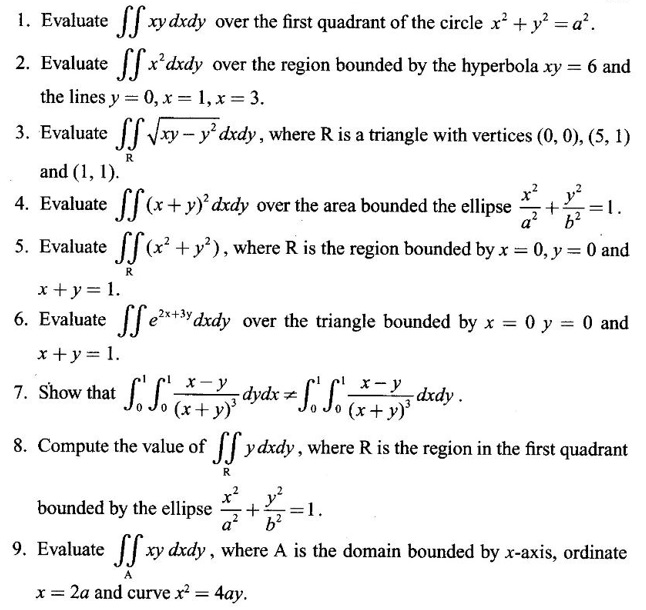 Double Integration - Worked Examples, Exercise with Answers
